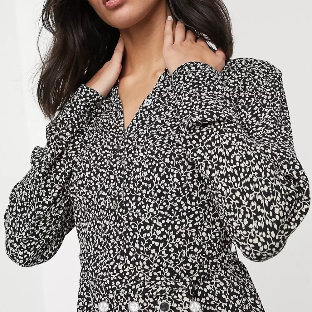 Whistles NWT Autumn Ditsy Floral Viscose Long Sleeve Collar Shirt Dress NO BELT - Picture 15 of 17